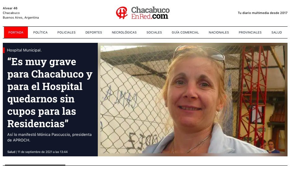 Screenshot of the Chacabuco En Red website