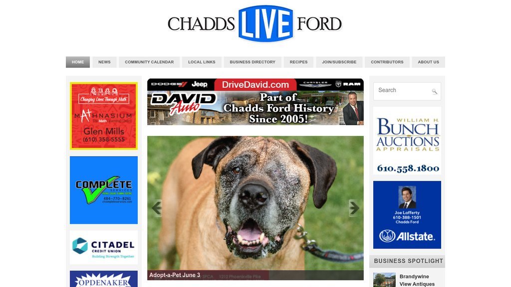 Screenshot of the Chadds Ford Live website