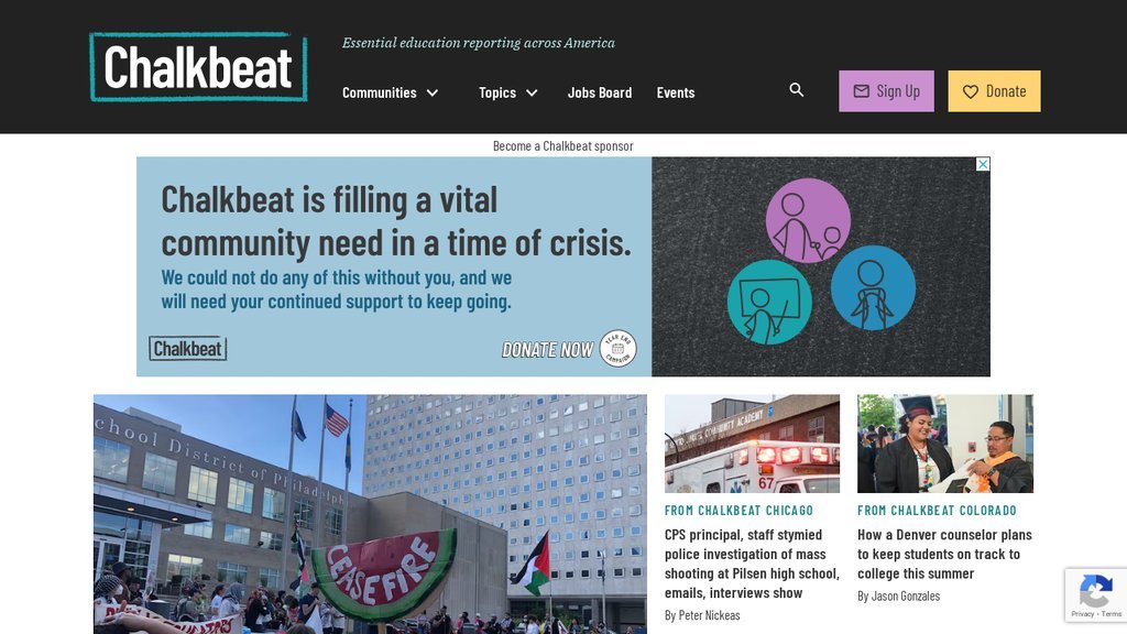 Screenshot of the Chalkbeat website
