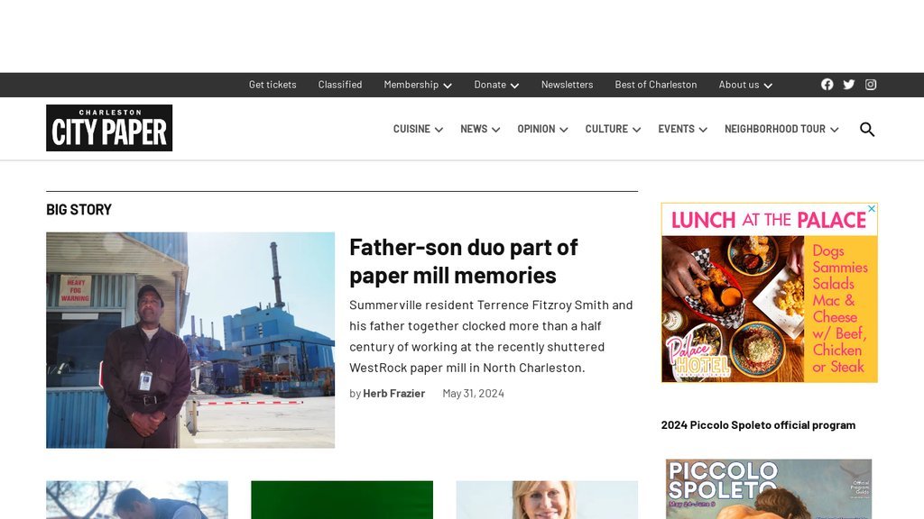Screenshot of the Charleston City Paper website