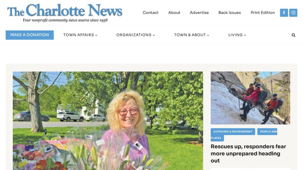 Screenshot of the Charlotte News, The website