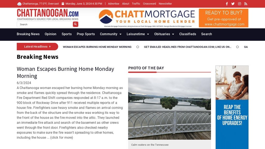 Screenshot of the Chattanoogan website