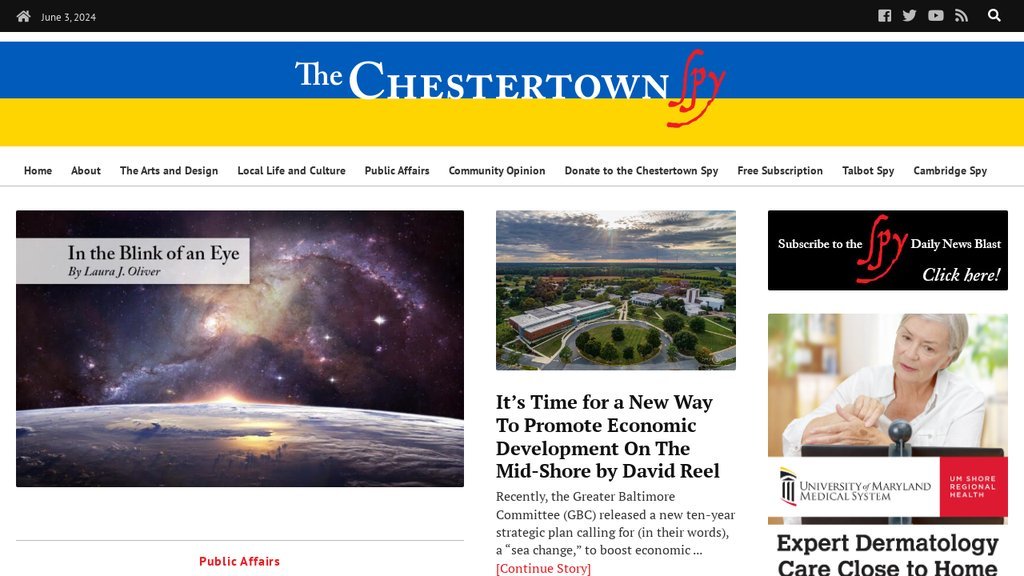 Screenshot of the Chestertown Spy website