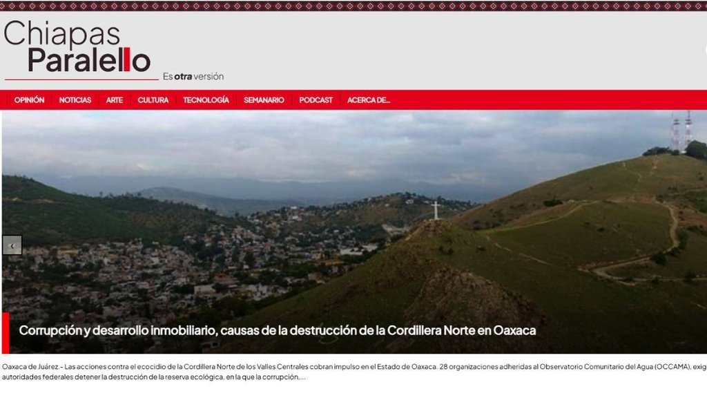 Screenshot of the Chiapas Paralelo website