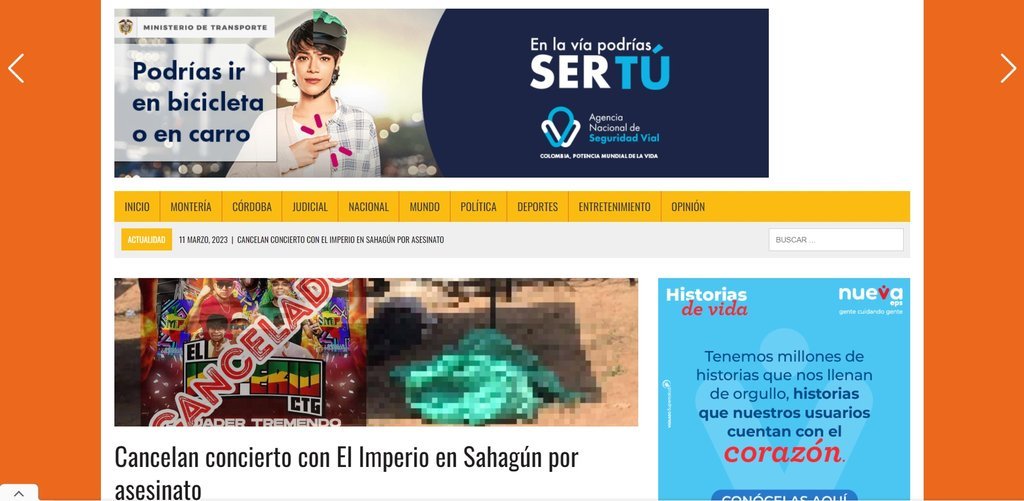 Screenshot of the Chica Noticias website
