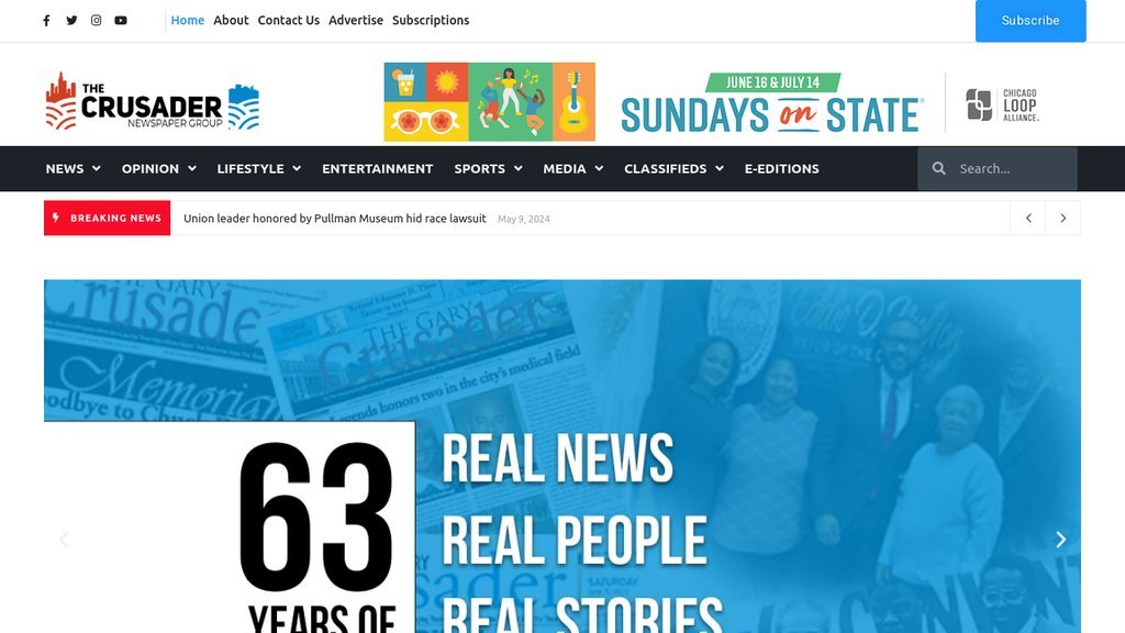 Screenshot of the Chicago Crusader website