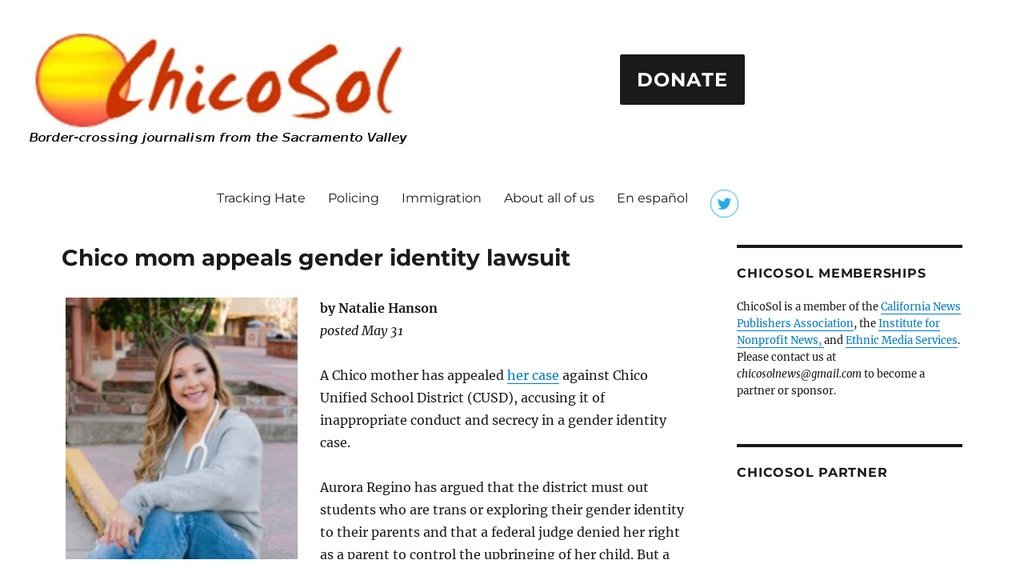 Screenshot of the Chico Sol website