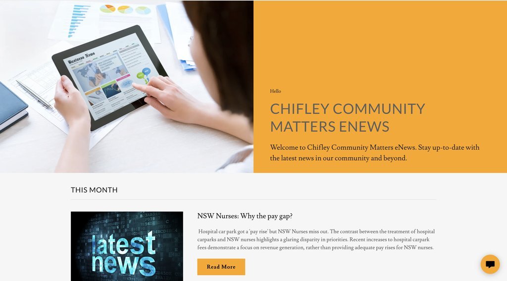 Screenshot of the Chifley Community Matters website