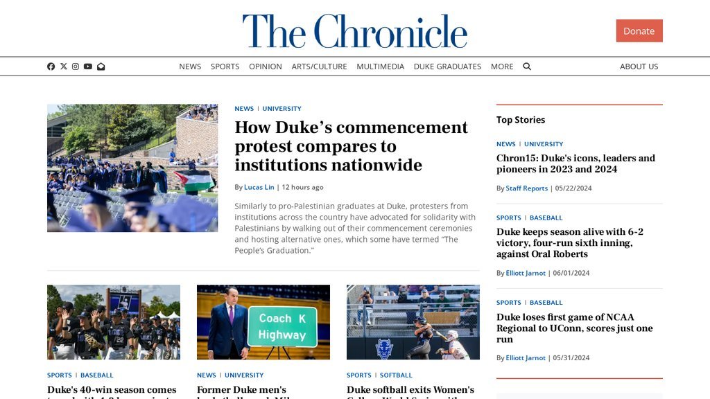 Screenshot of the Chronicle, The website