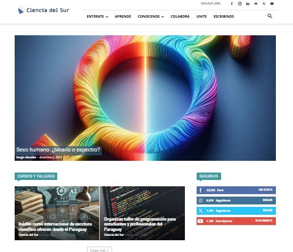 Screenshot of the Ciencia Del Sur website