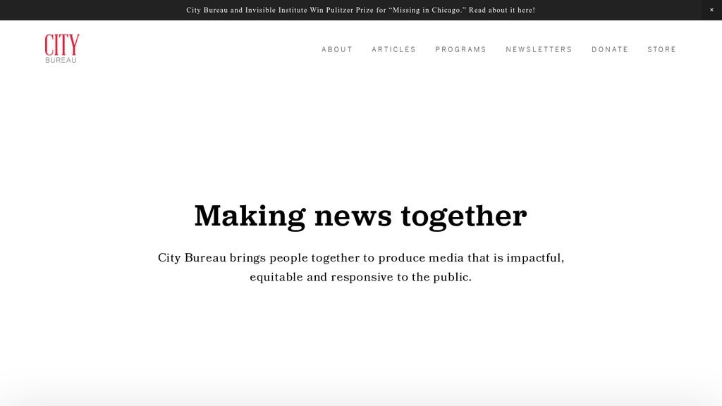 Screenshot of the City Bureau website