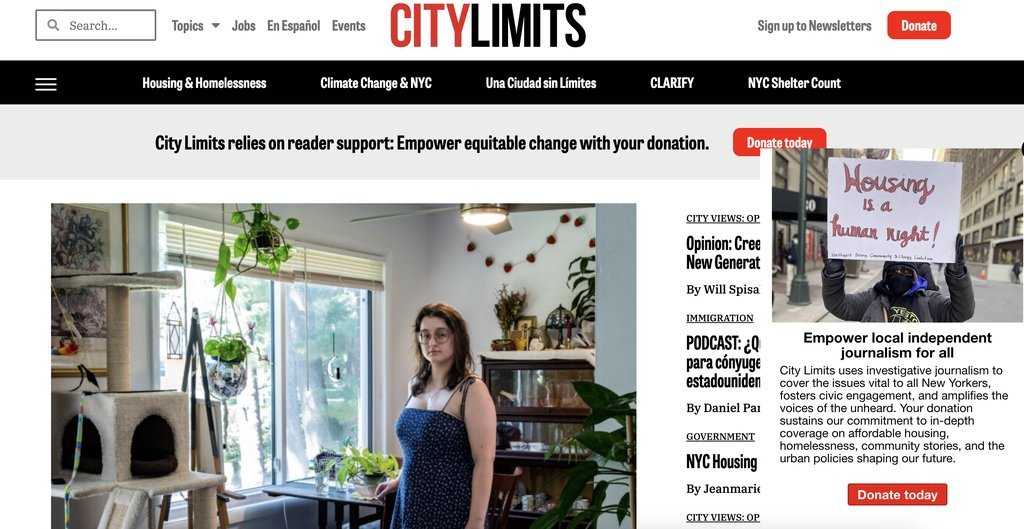 Screenshot of the City Limits website