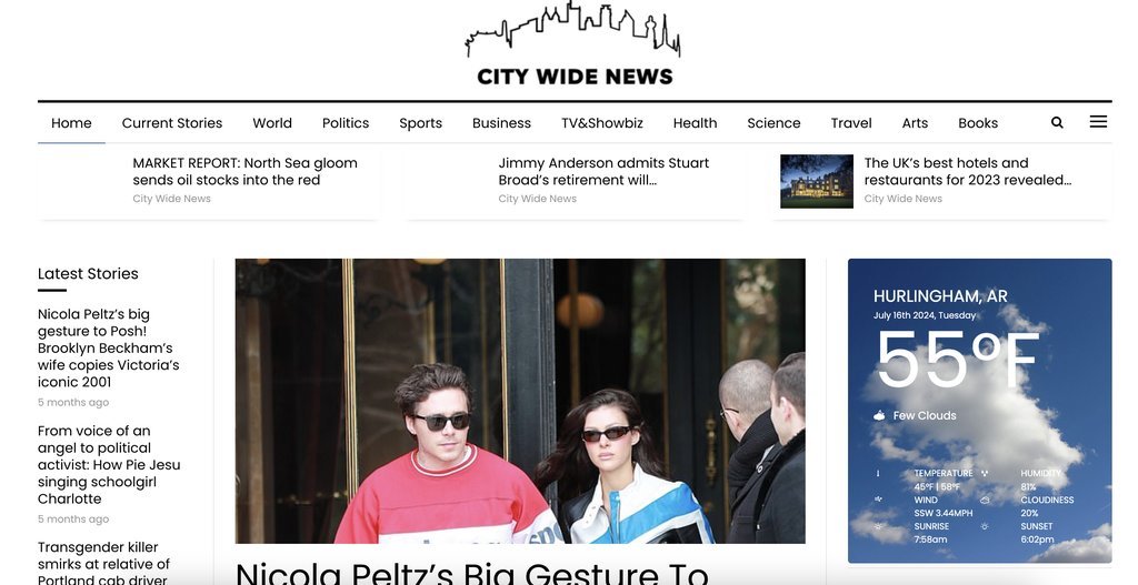 Screenshot of the CITY WIDE NEWS website