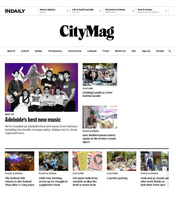 Screenshot of the CityMag website