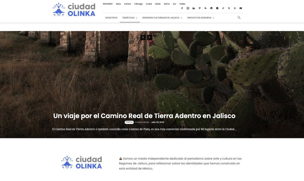 Screenshot of the Ciudad Olinka | Cultura En Las Regiones De Jalisco website