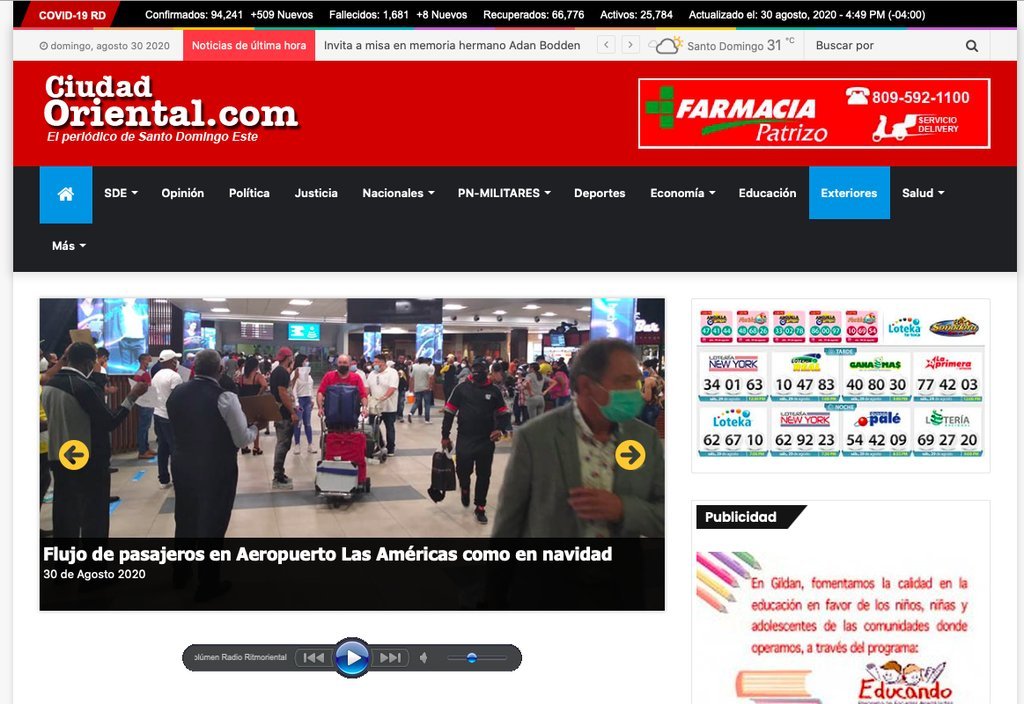 Screenshot of the Ciudad Oriental website