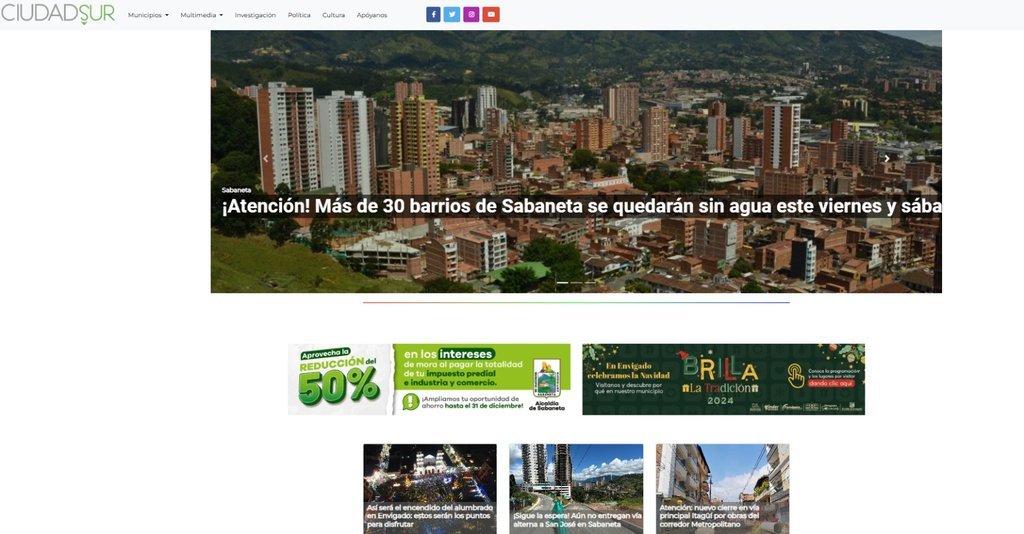 Screenshot of the Ciudad Sur website