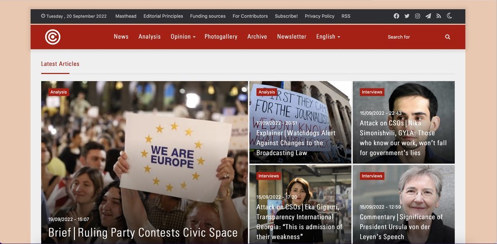 Screenshot of the Civil.ge website