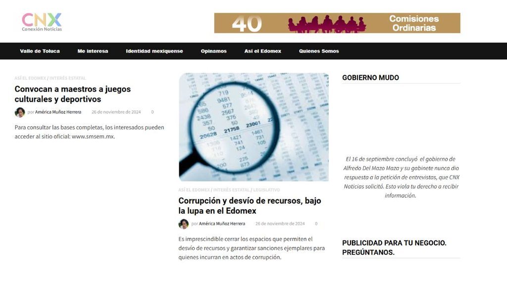 Screenshot of the Cnx Conexion Noticias website