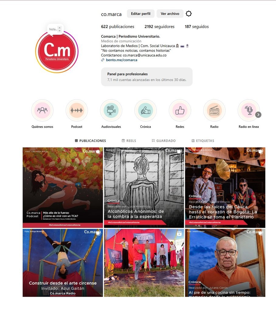 Screenshot of the co.marca  website
