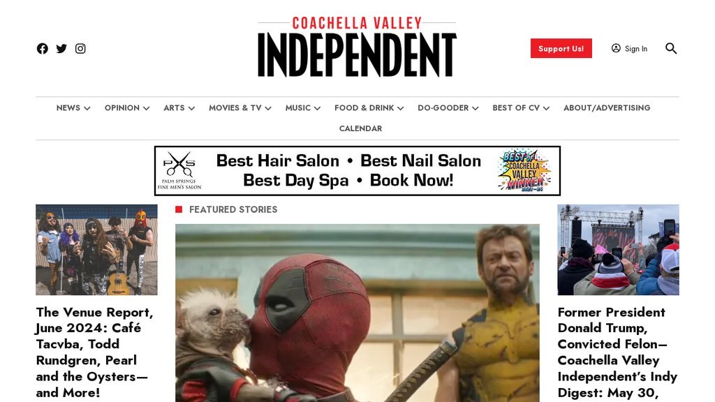Screenshot of the Coachella Valley Independent website