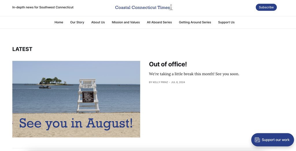 Screenshot of the Coastal Connecticut Times website