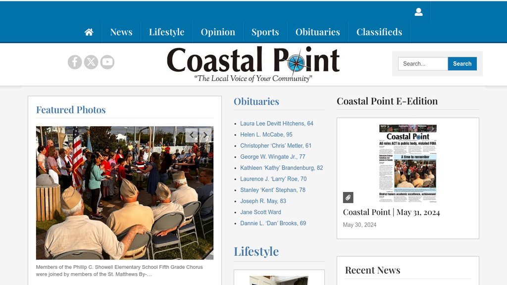 Screenshot of the Coastal Point website