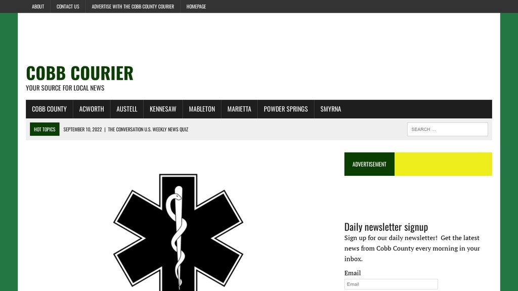 Screenshot of the Cobb County Courier website