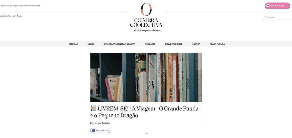 Screenshot of the Coimbra Coolectiva website