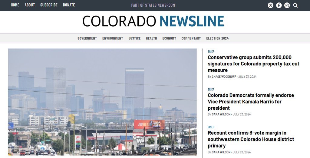 Screenshot of the Colorado Newsline website