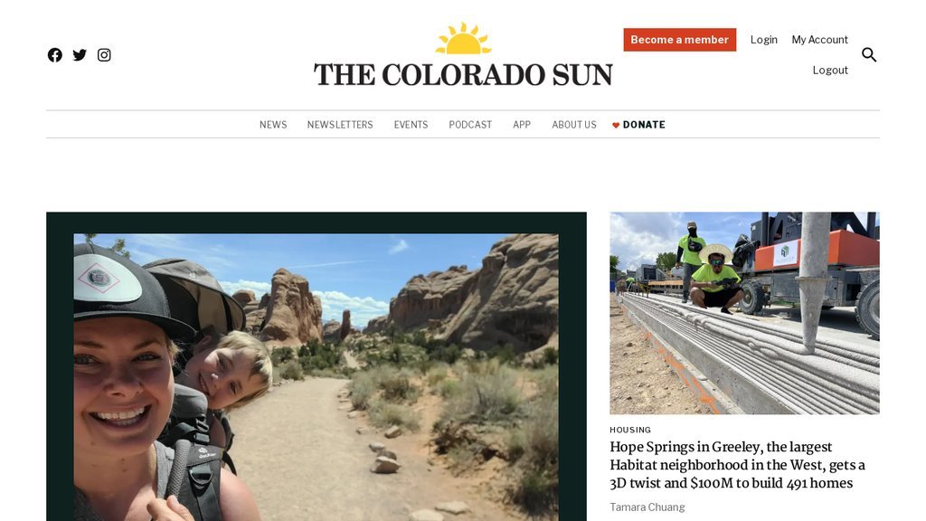 Screenshot of the Colorado Sun website