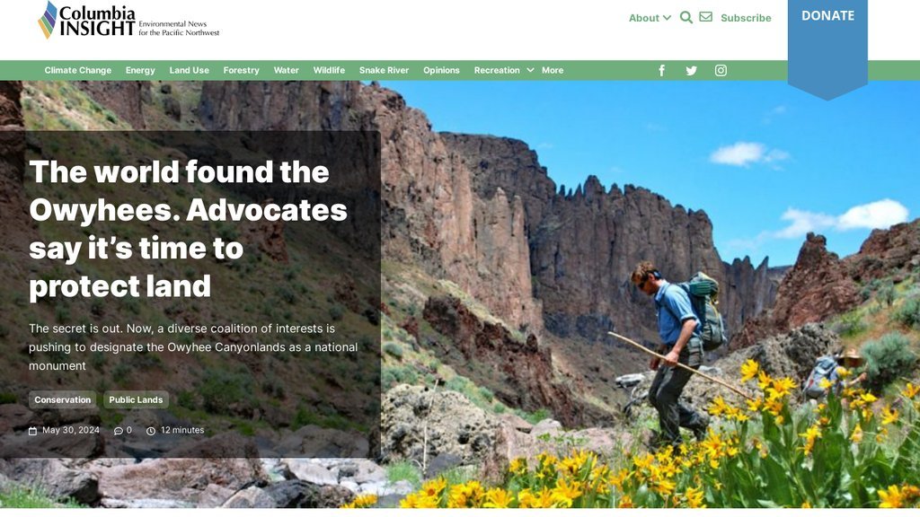 Screenshot of the Columbia Insight website