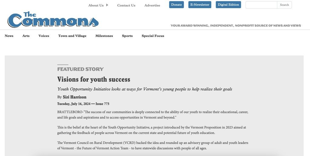 Screenshot of the Commons, The website