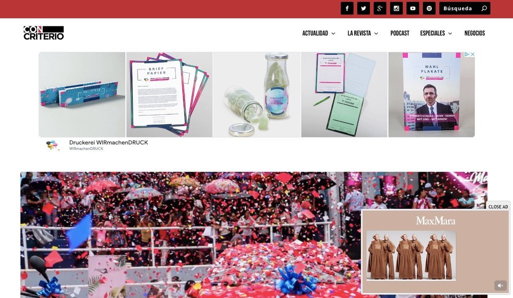 Screenshot of the Con Criterio website