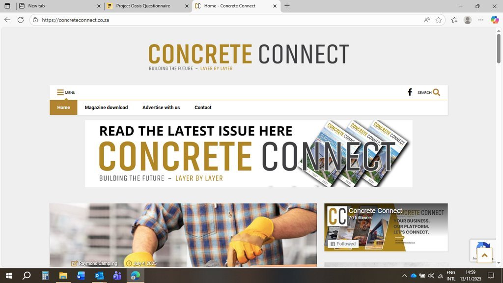 Screenshot of the Concrete Connect website