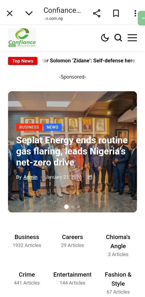 Screenshot of the Confiance News website