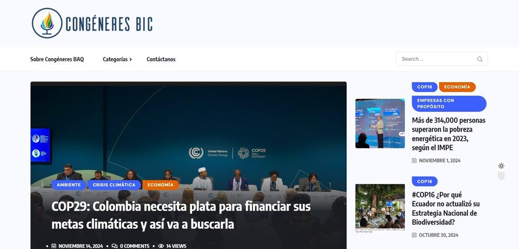 Screenshot of the Congeneres Bic website