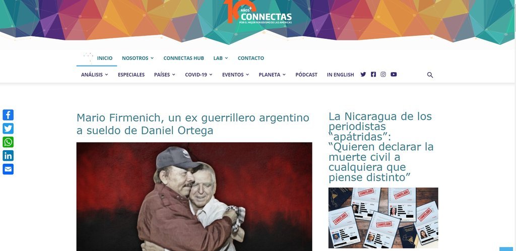 Screenshot of the Connectas website