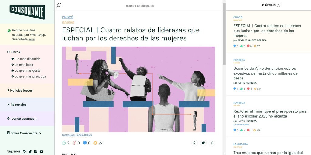 Screenshot of the Consonante website