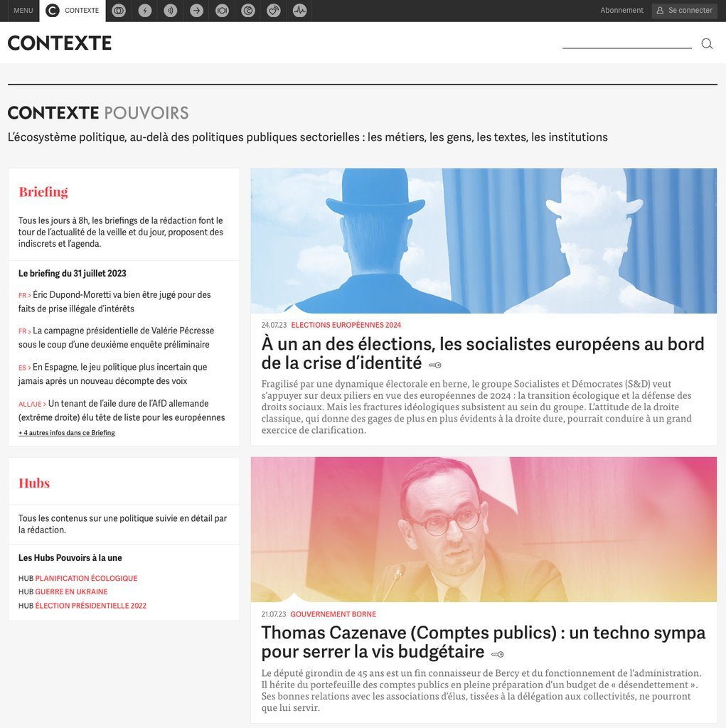Screenshot of the Contexte website