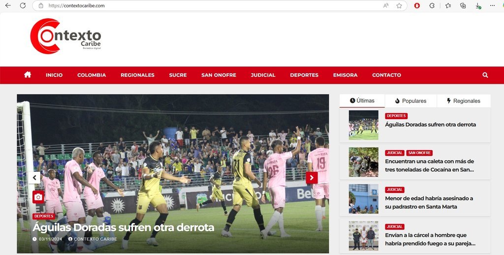 Screenshot of the contexto caribe website