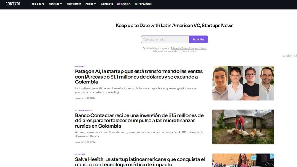 Screenshot of the Contxto website