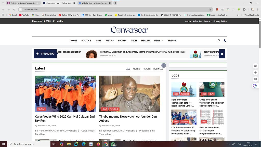 Screenshot of the Converseer website