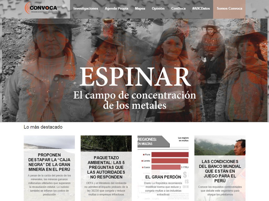 Screenshot of the Convoca website