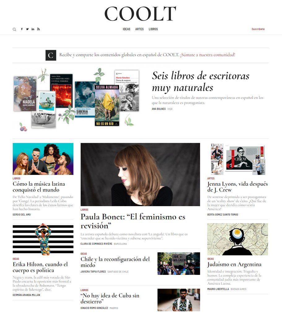 Screenshot of the Coolt website