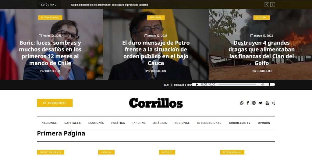 Screenshot of the Corrillos website