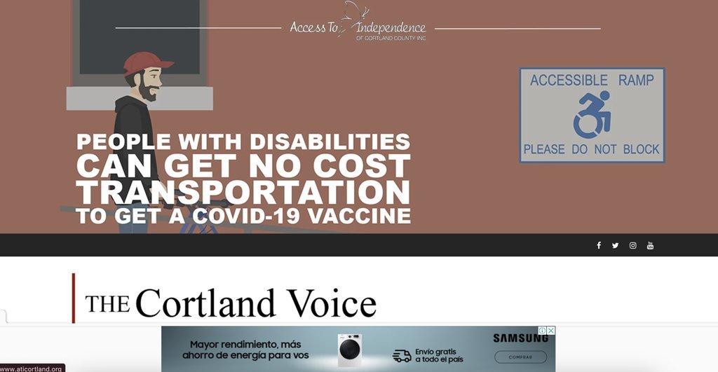 Screenshot of the Cortland Voice website