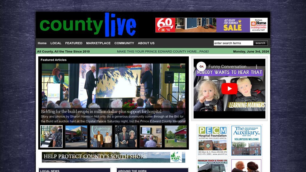 Screenshot of the CountyLive.ca website