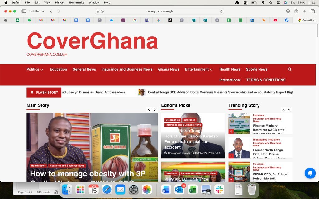Screenshot of the CoverGhana website