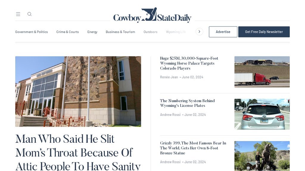 Screenshot of the Cowboy State Daily website